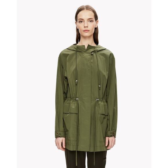 Theory‎ Technical Hooded Parka Jacket Green Women’s Size Medium - Picture 1 of 13